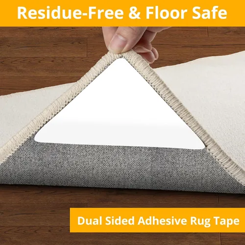 Vista 3 de Daisyhome 8 cintas adhesivas para alfombras, agarre de almohadilla para suelos de madera dura, cinta adhesiva de doble cara, agarres antideslizantes