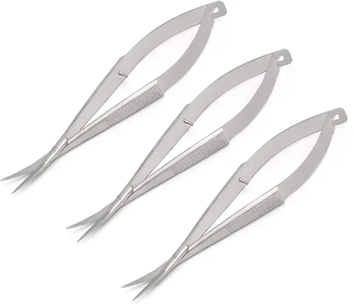 G.S Online Store - Tijeras de 5.5 pulgadas curvadas para corte de puntada Castroviejo, acción de resorte, extra afiladas para Ojo Ent Eye Dental