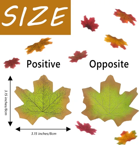 Vista 2 de SITUMEIZI 300 piezas de decoración de otoño para el hogar, hojas falsas de otoño, hojas de arce artificiales, 3.15 pulgadas, decoración de otoño