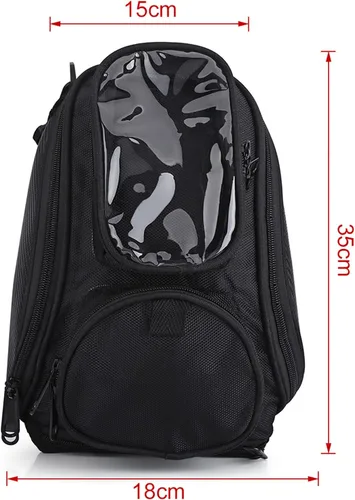 Vista 2 de Negro Universal Motocicleta Motocicleta Montar Fuerte Magnético Impermeable Aceite Tanque de Combustible Bolsa