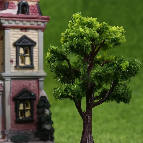 Vista 3 de VANZACK Árboles modelo, 12 piezas de pinos de plástico, escala 1:50, verde, para bricolaje ferrocarril paisaje