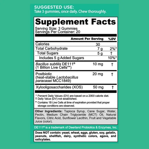 Vista 6 de Goli Pre Pro - Gomitas postbióticas - La primera fórmula 3 en 1 del mundo con probióticos DE111, prebióticos XOS, postbióticos MCC1849, veganas, sin