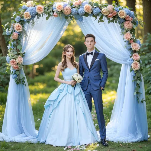 Vista 5 de Tela drapeada para arco de boda, 1 panel de 18 pies, cortina de telón de fondo transparente azul bebé, cortina de gasa para boda, arco, ceremonia