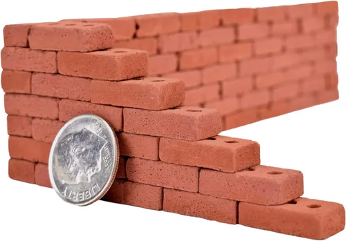 Vista 2 de Acacia Grove Mini ladrillos rojos reales, escala 1/12 (paquete de 100)