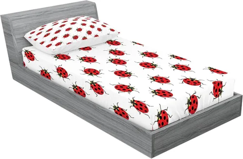 Vista 156 de Ambesonne - Juego de sábanas bajeras y fundas de almohada, diseño primaveral de acuarelas con jardín de hierbas y flores, juego de 4 piezas