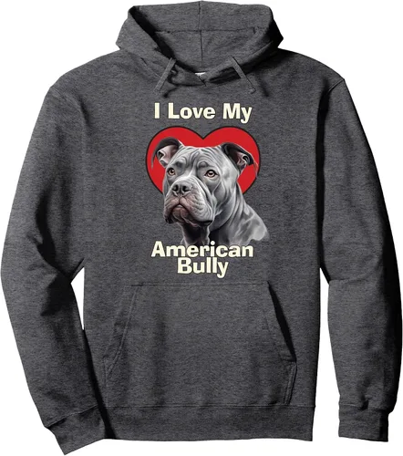 Vista 3 de I Love My American Bully Puppy Dog Pullover Hoodie Negro