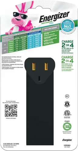 Vista 10 de Energizer CH1HRWB-4 - Cargador de pilas AA/AAA con 4 pilas AA NiMH recargables (carga pilas AA o AAA en 1 hora o menos)