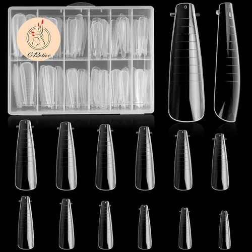 Vista 15 de 120 formas de uñas de polietileno de extensión en forma de T, moldes reutilizables de cobertura completa, 12 tamaños para pegamento de gel sólido