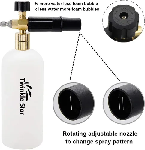 Vista 2 de Pistola de lavado de presión corta Twinkle Star con cañón de espuma, pistola de lavado de espuma para autos de alta presión con conector rápido