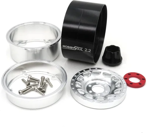 Vista 4 de HOBBYSOUL Neumáticos para eslingers de barro de 2.2 pulgadas y ruedas Beadlock de 2.2 pulgadas ajustables 4 llantas de compensación para 1/10 RC