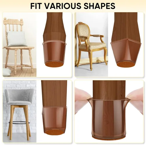 Vista 8 de BALEINE Paquete de 16 protectores de silicona para patas de silla, tapas protectoras de patas de taburete, tapas antideslizantes para patas de silla