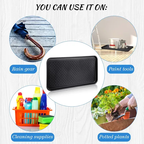 Vista 7 de Bandeja de zapatos de 4 piezas para entrada, bandeja impermeable para botas, tapete multiusos para perros y gatos, bandeja de comida para mascotas