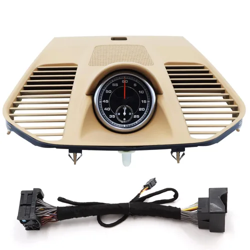 Sport Chrono Stopwatch Montado en Panel de Instrumentos para Porsche 911 991 2013-2019, Panel Beige y Reloj Negro