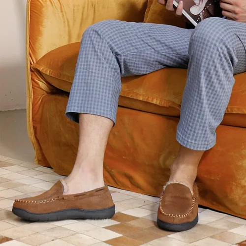 Vista 4 de Zigzagger - Pantuflas estilo mocasín de microgamuza y espuma viscoelástica, para hombre