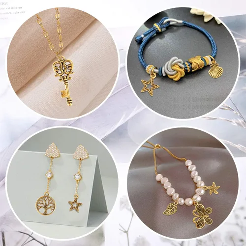 Vista 5 de SANNIX 200 dijes de oro antiguo a granel para hacer joyas, pulseras, collares, aretes, manualidades, 200