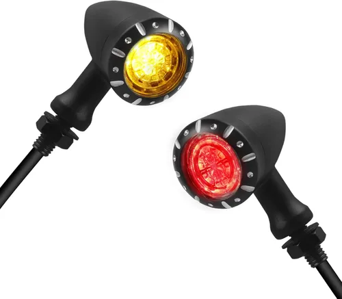 Vista 7 de NTHREEAUTO Luces LED de giro traseras para motocicleta, indicadores de bala universales, compatibles con Harley Sportster Dyna Iron 883 Honda Shadow
