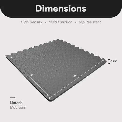 Vista 4 de BalanceFrom Puzzle Exercise Mat 3/4" Thick, EVA Interlocking Foam Floor Tiles for Home Gym, Mat for Home Workout Equipment, Floor Padding for Kids