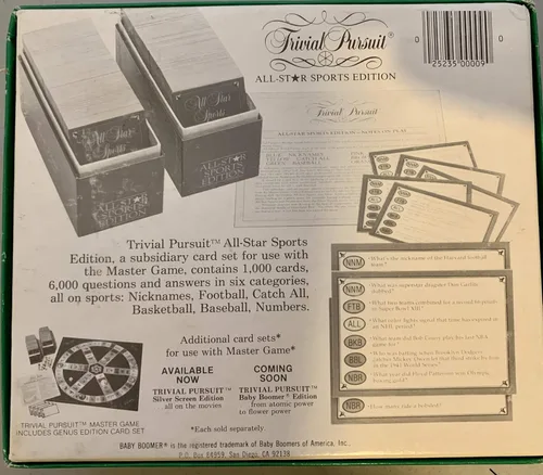 Vista 4 de Trivial Pursuit All-Star Sports Edition (juego de cartas subsidiarias para usar con Master Game) Versión anticuada