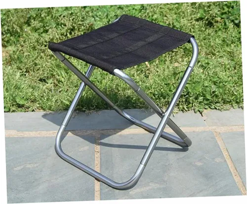 Vista 2 de Mipcase Aluminum Alloy Outdoor Folding Stool Tall Camping Chair Canvas Seat BBQ Stool Portable for Camping Fishing BBQ