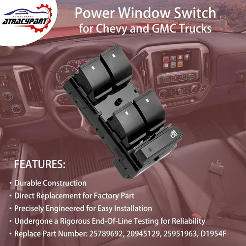 Vista 2 de Interruptor de ventana eléctrica para el lado del conductor y del pasajero, cerradura de puerta y control de espejo, compatible con Chevy Silverado