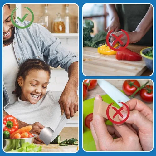 Vista 6 de Juego de 10 protectores de dedos para cortar, protector de cocina, cuchillo de acero inoxidable, cuna, seguro, papa, mantequilla, lechuga, rallador