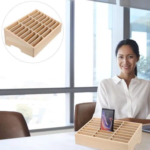 Vista 8 de Veemoon 2 piezas de estante de reunión suministros de almacenamiento de madera multi-rejilla temporal soporte de teléfono multi- rejilla de gestión