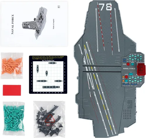 Vista 3 de Juego de mesa de batalla de mar parlante con efectos de luz y sonido, juego de estrategia de batalla naval electrónico con diseño de 200 barcos