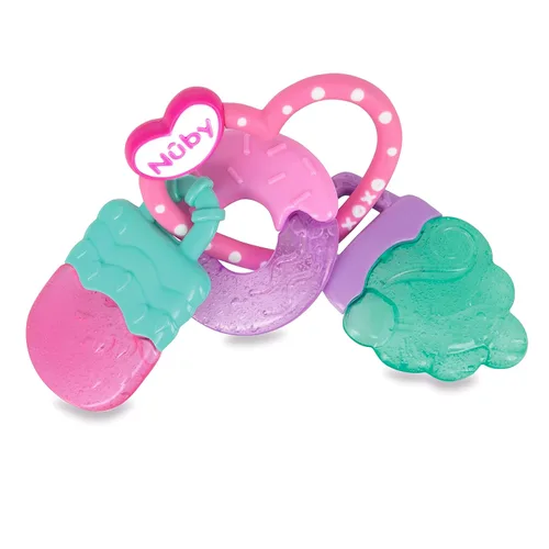 Vista 3 de Nuby ICY - Anillo de mordedor de gel, paleta, dona y helado, más de 3 meses