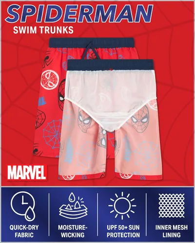 Vista 2 de Marvel Avengers Boys Swim Trunks Spider-Man, Captain America Swimsuit UPF 50+ Quick Dry Bathing Suit for Boys (2T-12)