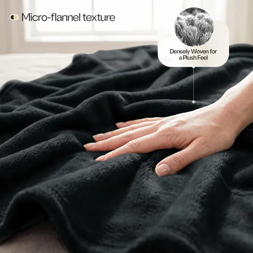 Vista 4 de Utopia Bedding Manta de forro polar negro, tamaño individual, ligera, mullida, suave, antiestática de microfibra (60 x 80 pulgadas) Lightweight