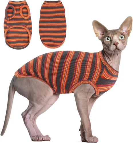 Vista 7 de BRKURLEG Camiseta de gatos sin pelo, suéteres de gato, camisas de gatito, chaleco de algodón sin mangas de cuello redondo para Cornish Rex Devon Rex