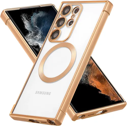 Vista 11 de RALEAVO Funda magnética para Samsung Galaxy S21 Ultra Clear [compatible con Magsafe y protección contra caídas de grado militar], transparente, a