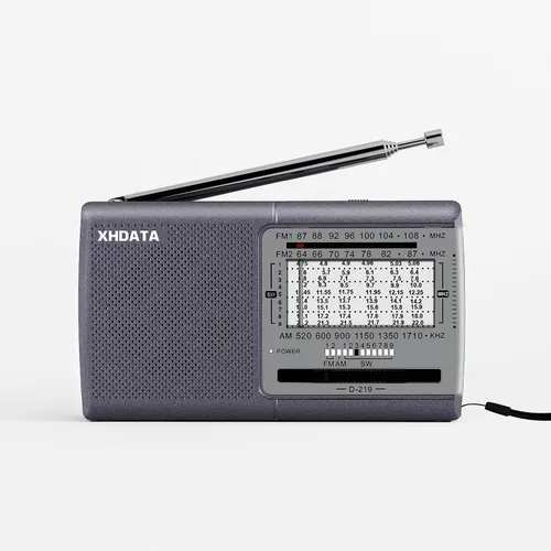 XHDATA D219 Radio portátil de onda corta AM FM funciona con pilas, pequeña radio de recepción con buen sonido, conector de auriculares para Gris