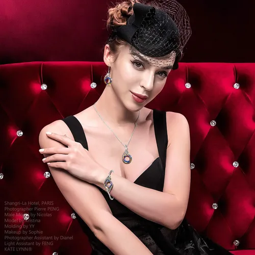 Vista 5 de Kate Lynn Aretes de Phoenix "Rise From the Ashes", aretes colgantes de plata de ley con cristales de Austria, regalo de cumpleaños con joyero