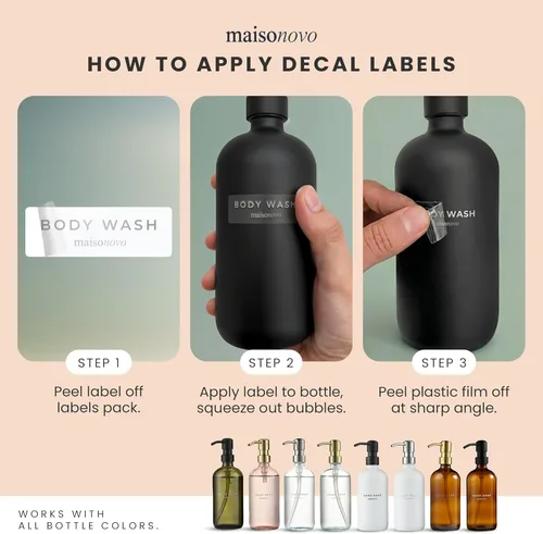 Vista 7 de MaisoNovo - Juego de dispensador de jabón de 2 piezas Botellas blancas de 16.9oz con bombas de acero inoxidable plateado