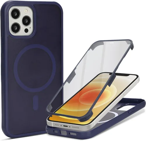 Vista 6 de Funda magnética para iPhone 12 mini con protector de pantalla integrado, compatible con MagSafe, para Apple 12 Mini, fundas de cuerpo completo