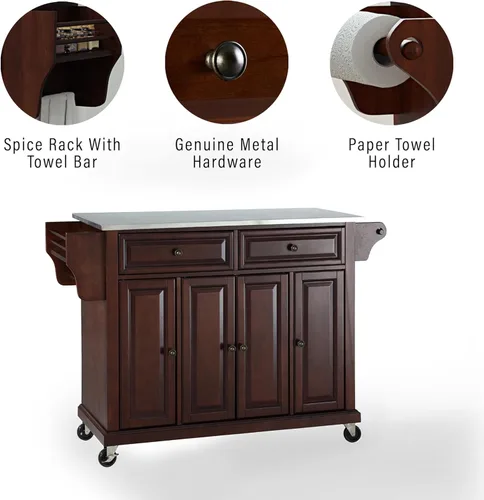 Vista 86 de Crosley Furniture isla de cocina con ruedas, Madera, Blanco