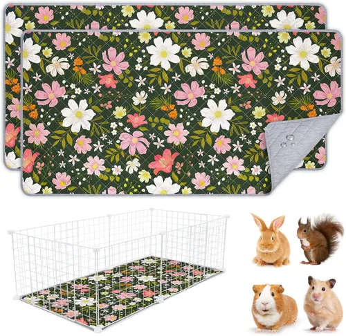 Vista 21 de 2 paquetes de ropa de cama para cobayas, forro lavable para jaula de conejillos reutilizable, impermeable, almohadillas superabsorbentes para orina