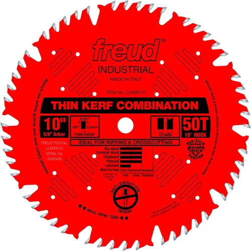 Vista 2 de Freud LU83R010 - Cuchilla combinada de corte fino de 10 pulgadas y cuchilla Freud America LM72R010 de 10 pulgadas