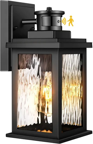 Vista 14 de VIANIS Luces para exteriores con sensor de movimiento, iluminación de anochecer a amanecer para casa, luces de grano de madera para garaje, farol