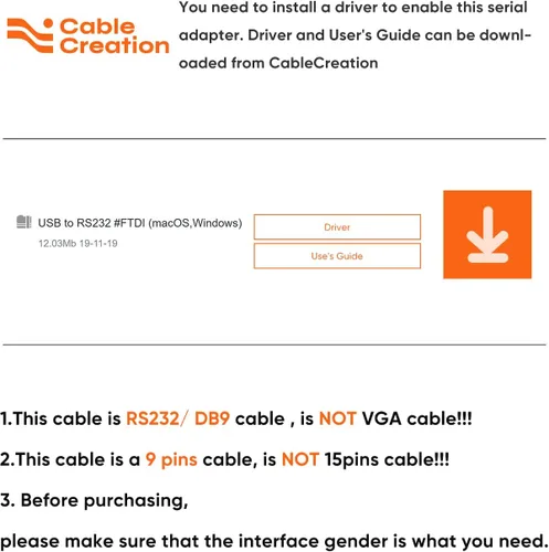 Vista 3 de CableCreation Adaptador USB a RS232 con chip PL2303, convertidor USB a DB9 serie hembra compatible con Windows 10, 8.1, 8, 7, Vista, XP, Linux y Mac