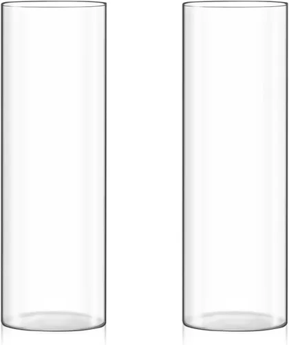 Fixwal Juego de 2 jarrones cilíndricos de vidrio alto transparente para centros de mesa, 12 x 4 pulgadas de alto, jarrón flotante de vidrio para