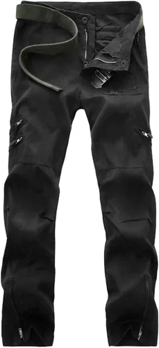 Vista 2 de MAGCOMSEN Pantalones tácticos para hombre, 9 bolsillos, pantalones cargo Ripstop, ligeros, pantalones de trabajo para senderismo, Negro
