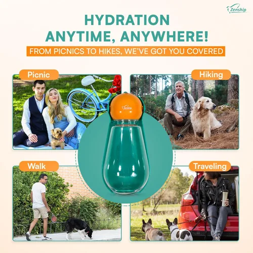 Vista 7 de Dispensador de botellas de agua plegable para perros con cuenco portátil