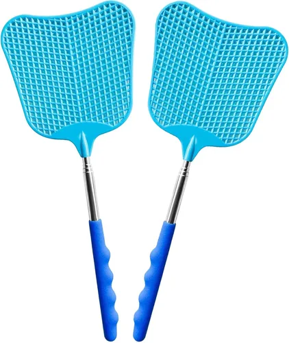 Vista 7 de Juego de Matamoscas de Servicio Pesado, con Mangos Extensibles Telescópicos de Acero Inoxidable Duraderos, para Hogar, Aula, Interior Exterior Negro