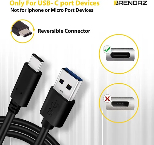 Vista 5 de BRENDAZ Cable USB C a USB A de carga y sincronización compatible con Samson Q9U XLR/USB Mic, Go Mic Video Micrófono USB portátil (USB tipo C a A)