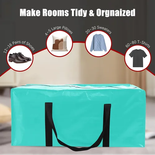 Vista 5 de PANDA JOYS Paquete de 8 bolsas de mudanza extra grandes con cremalleras y asas de transporte, tote de almacenamiento resistente para ahorro
