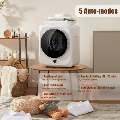 Vista 6 de Auertech Juego combinado de lavadora y secadora portátil, lavadora totalmente automática de 18 libras, secadora portátil de 1.5 pies cúbicos