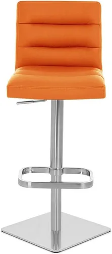 Vista 156 de Zuri Muebles Taburete de bar moderno de altura ajustable gris exuberante con base plana redonda cepillada