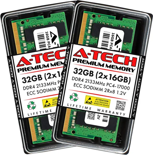 Vista 57 de A-Tech 4GB DDR4 2133MHz PC4-17000 ECC SODIMM 1Rx8 Rango único 1.2V 260-Pin Módulo de actualización de memoria RAM para Microserver, estación